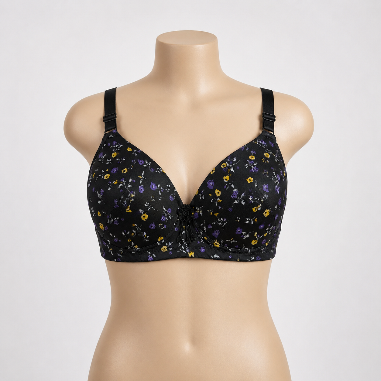 Black Petal Luxe Floral Print Full Coverage Padded Bra