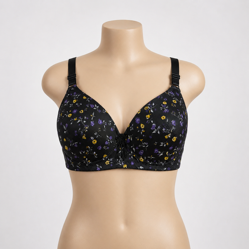 Black Petal Luxe Floral Print Full Coverage Padded Bra