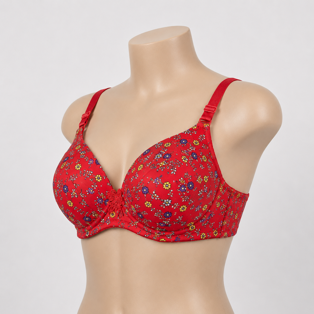 Red Petal Luxe Floral Print Full Coverage Padded Bra