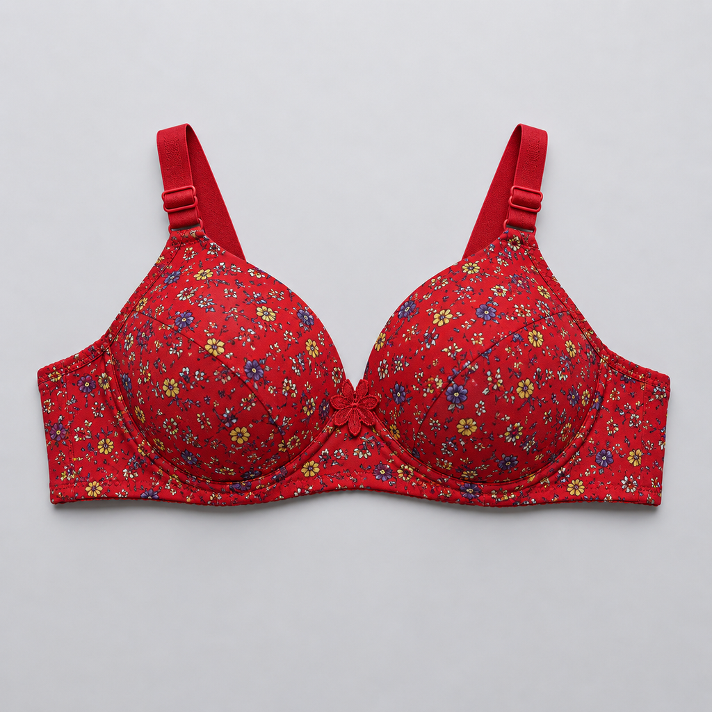 Red Petal Luxe Floral Print Full Coverage Padded Bra