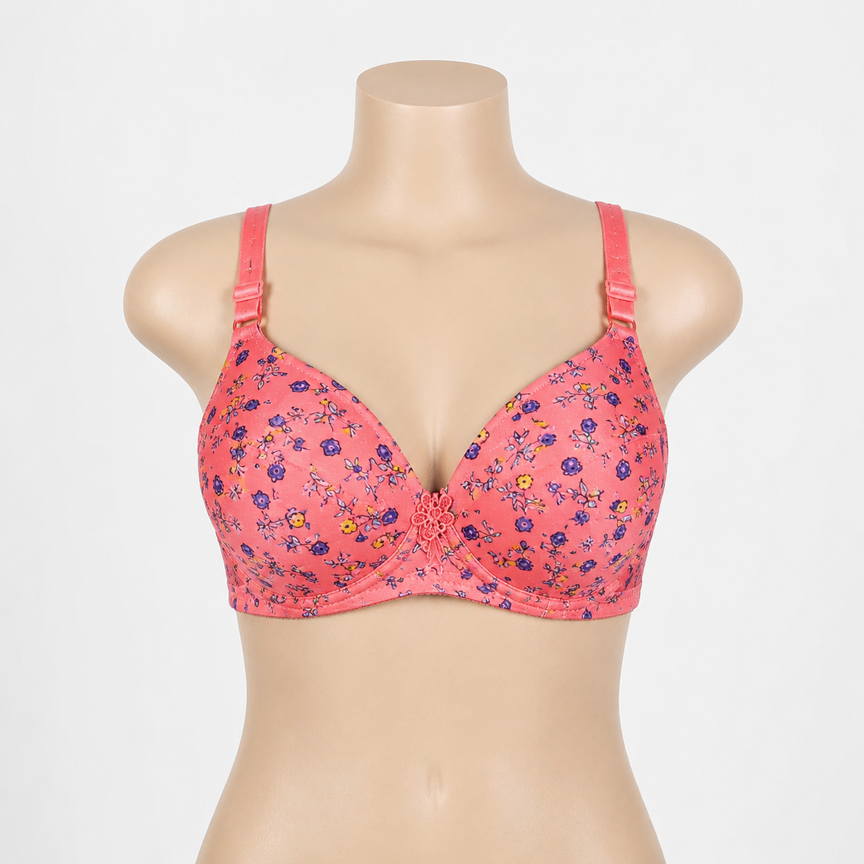 Coral Petal Luxe Floral Print Full Coverage Padded Bra