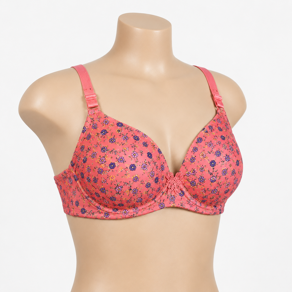 Coral Petal Luxe Floral Print Full Coverage Padded Bra