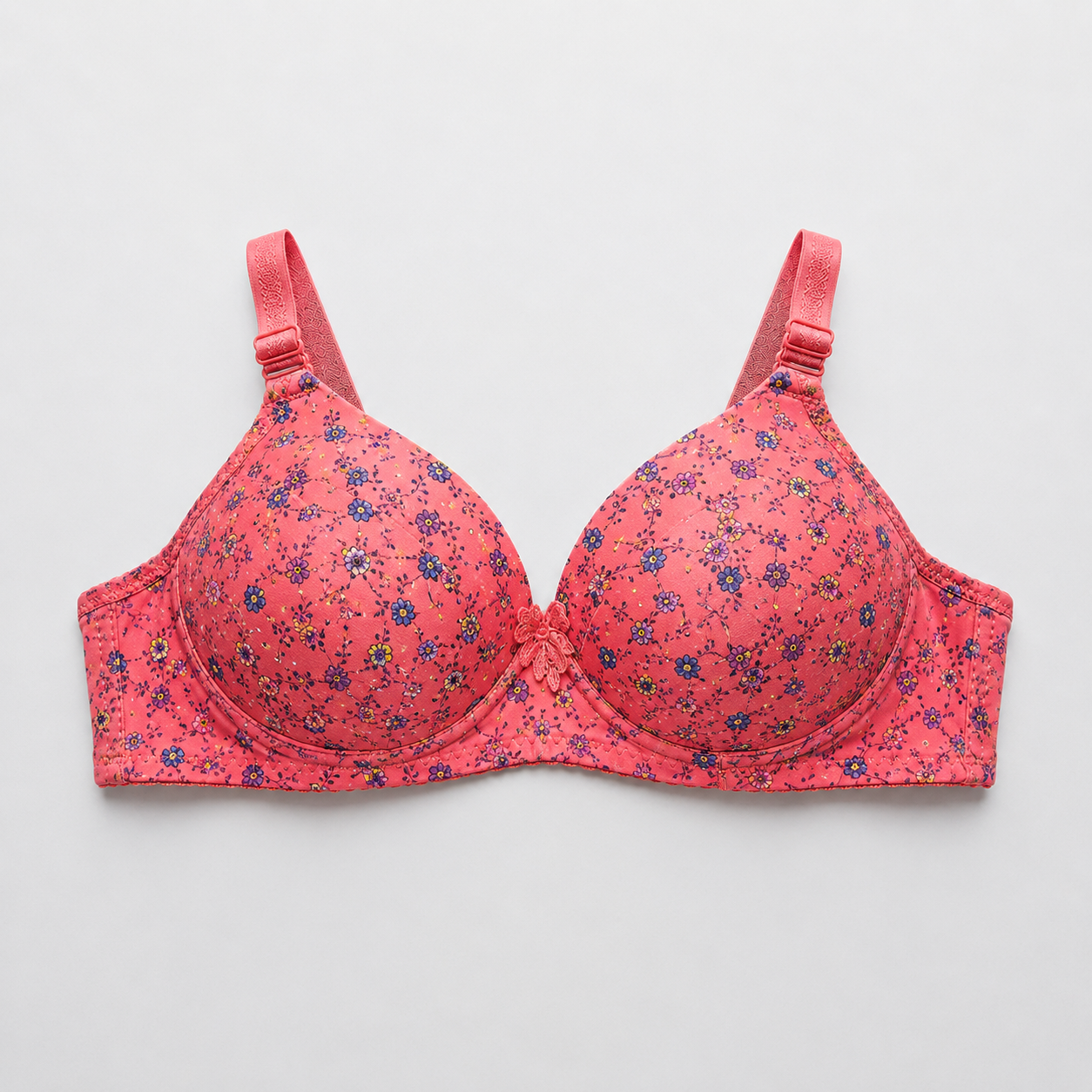 Coral Petal Luxe Floral Print Full Coverage Padded Bra
