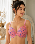 Coral Petal Luxe Floral Print Full Coverage Padded Bra