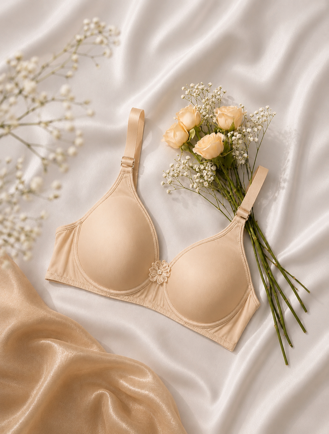 Luna Classic Women's Everyday T-Shirt Bra | Lightly Padded | Wire-Free | Seamless Comfort | Black & Cream